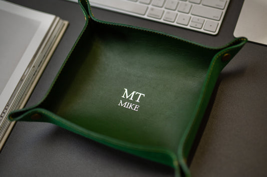 Embossed Snap Leather Valet - Monogram Catchall Tray, 3rd Anniversary Gift for Husband Boyfriend Couples, Wedding Gift for Dad Groomsmen CP