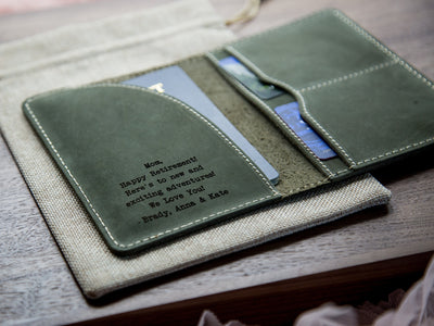 Leather Passport Cover - Engraved Holder, 3rd Leather Anniversary Gift for Husband Wife, Custom Travel Wallet, Weekend Trips, Teacher  Gift