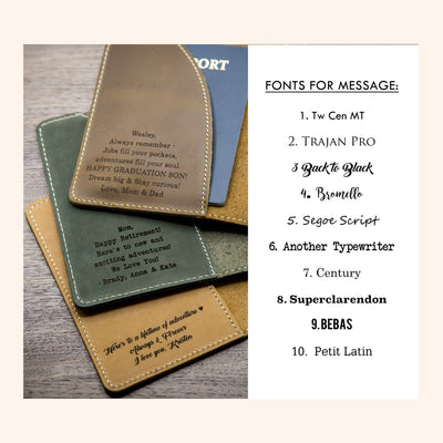 Leather Passport Cover - Engraved Holder, 3rd Leather Anniversary Gift for Husband Wife, Custom Travel Wallet, Weekend Trips, Teacher  Gift