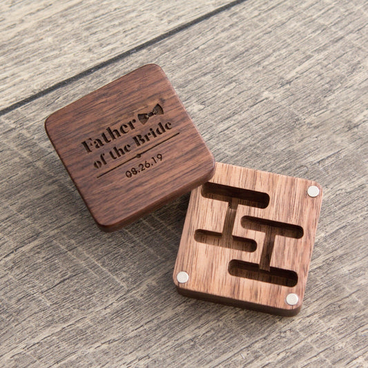 Square Cufflinks Box Only ( Cufflinks NOT included ) - Anniversary Honeymoon Wedding Day Box Gift Idea for Him Fiancé Husband Groom Son Dad