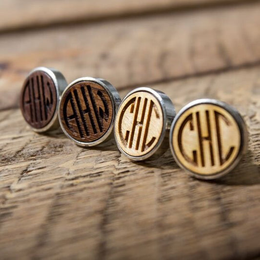 Monogram Wood Cuff links - Wooden Wedding Cuff links Groom Dad Groomsmen, 5th Anniversary Wood Gift for Husband, Boyfriend, Lover, Fiancé