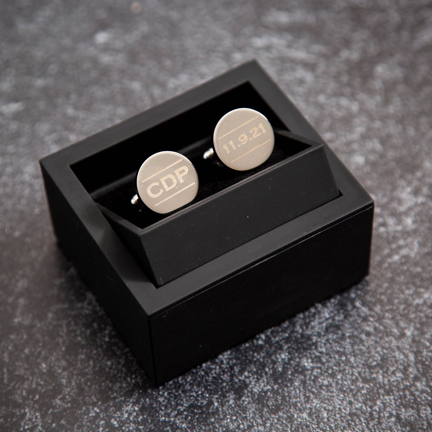 Metal Cufflinks - Black Flip Box Optional, Wedding Day Cuff links Gift Groom Dad Groomsmen Father of Bride Groom, Handwritten Cufflinks