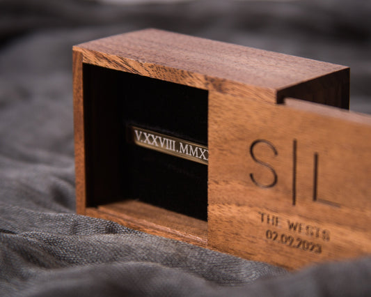 Tie Clip Bar with Tall Box Set- Custom Engraved Wooden Cuff links Box, Engagement Gift, Custom Box for Dad Father of the Bride Groom Son