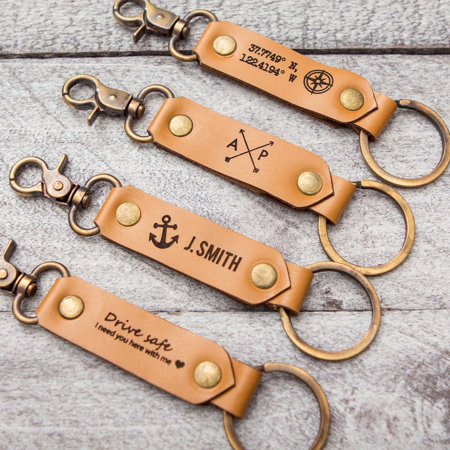 Leather Key Chain FOB - Engraved Travel Accessory Keychain Groomsman Best Man Bridesmaid Gift, College Teacher Appreciation, Back to School