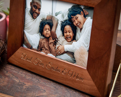 Engraved Wood Frame - 4x6 5x7  Customize Your Own Photo Frame Gift for Family Dad Mom Parents Children, Picture Frames with Grandkids Names