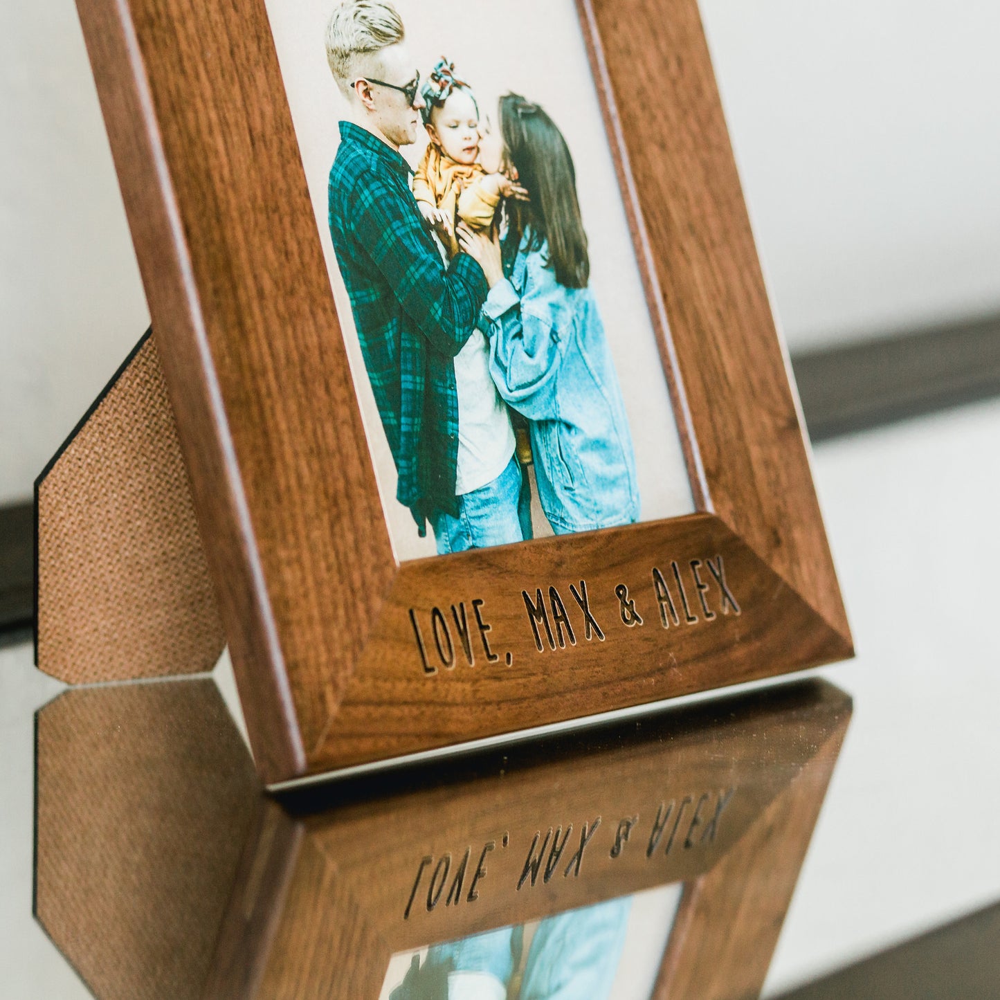 Engraved Wood Frame - Optional Photo Print, Personalized Modern Rustic Engraved Picture Frame New Home Gift World's Best Dad Birthday