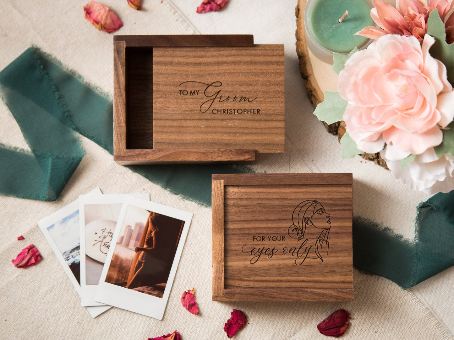 Boudoir Instax Print Wood Box - Polaroid Mini Film Boudoir Photo Album For Your Eyes Only Boyfriend Gift Naughty Sexy Gift for him