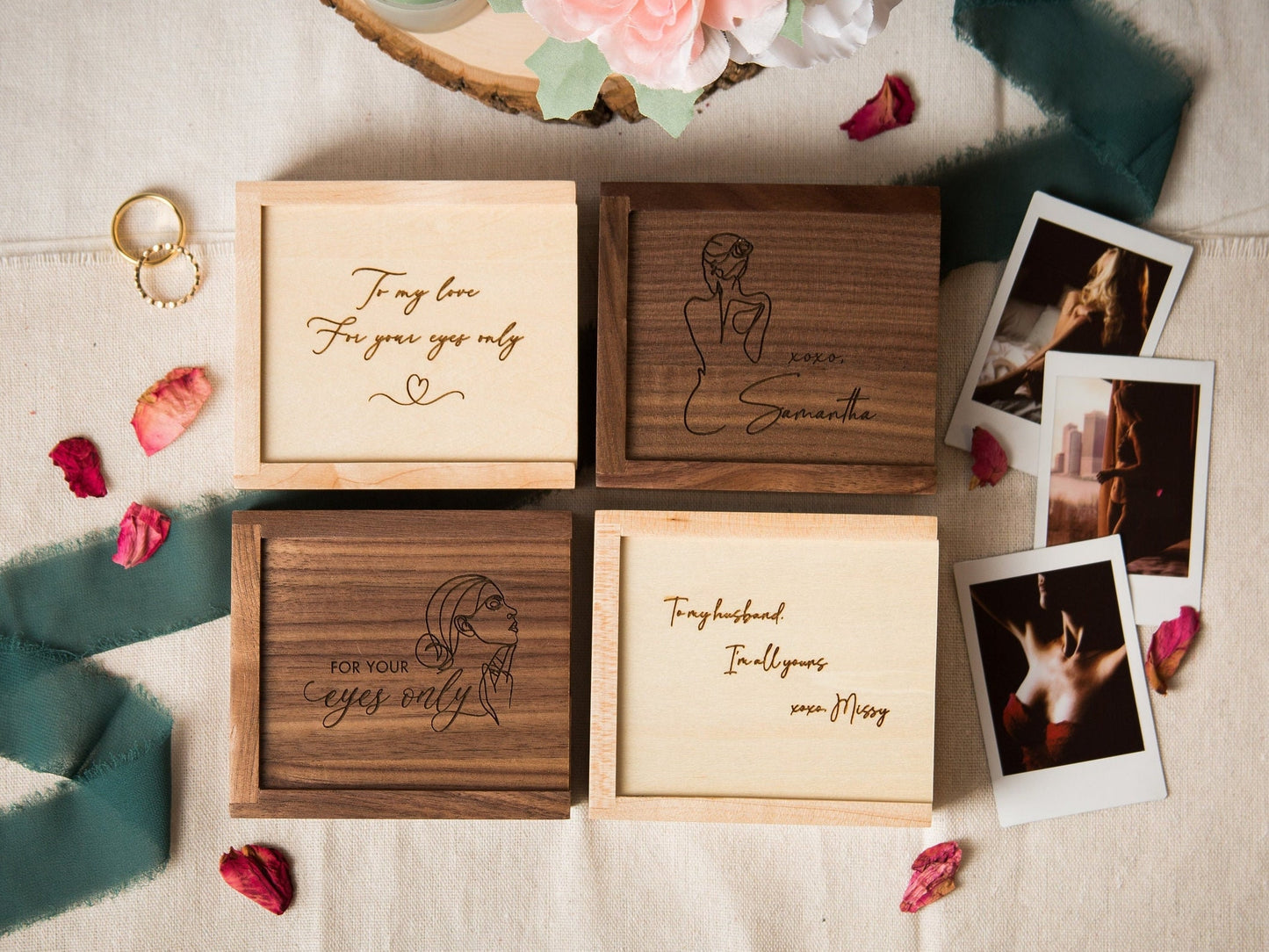 Boudoir Instax Print Wood Box - Polaroid Mini Film Boudoir Photo Album For Your Eyes Only Boyfriend Gift Naughty Sexy Gift for him