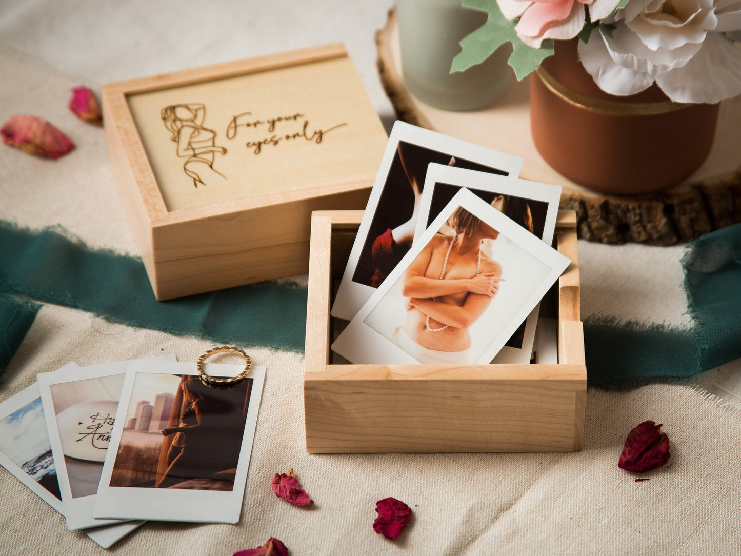 Boudoir Instax Print Wood Box - Polaroid Mini Film Boudoir Photo Album For Your Eyes Only Boyfriend Gift Naughty Sexy Gift for him