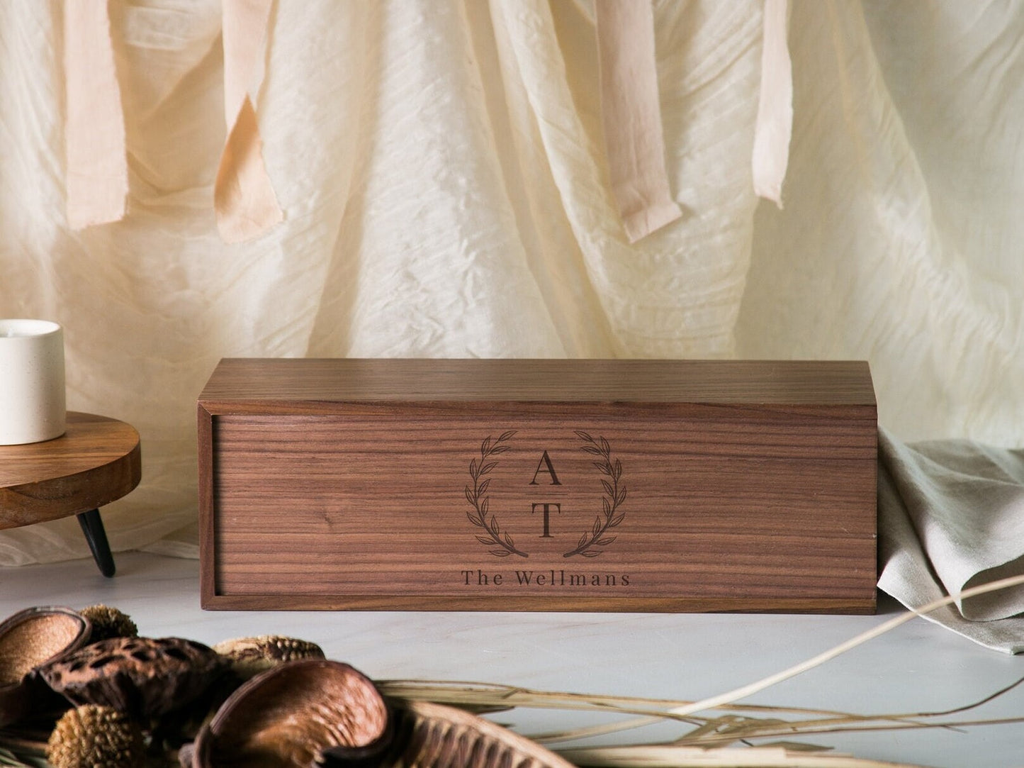 Wood Wine Box (Design 8) - Port Wine Champagne Storage Case 5th Anniversary Gift for Husband Wife, Wine Box to Nail Shut Wedding Ceremony
