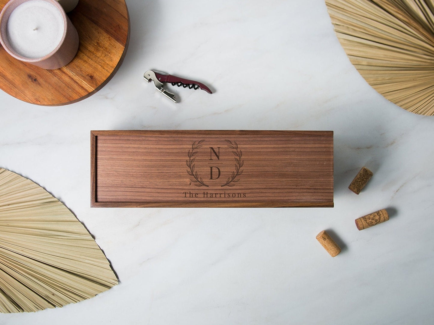 Wood Wine Box (Design 8) - Port Wine Champagne Storage Case 5th Anniversary Gift for Husband Wife, Wine Box to Nail Shut Wedding Ceremony
