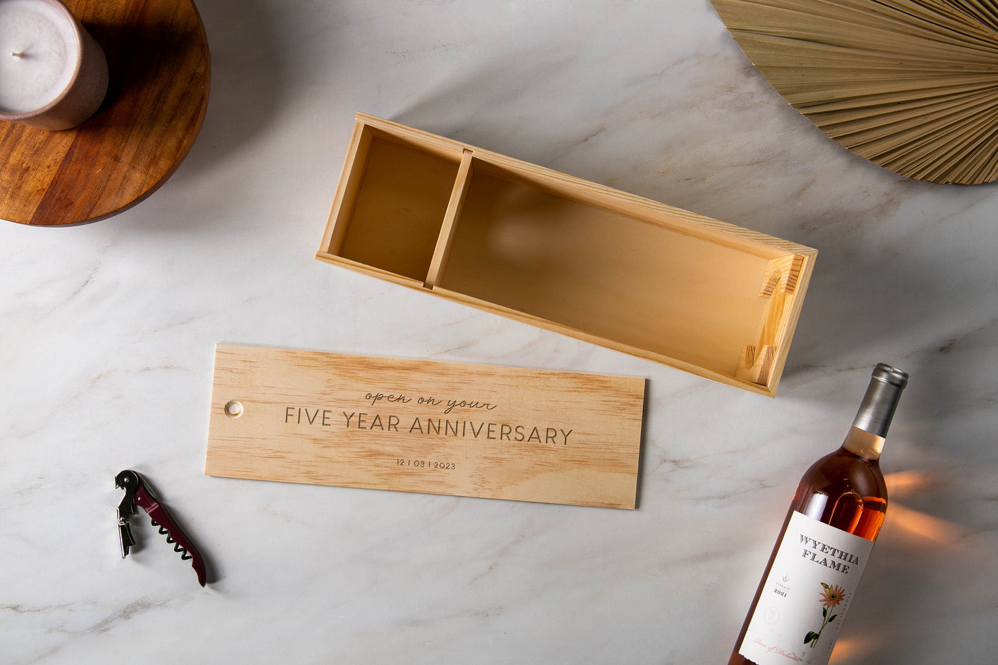 Wood Wine Box (Design 9) - Walnut Wood Port Wine Case, Custom Engrave Wedding Ceremony Box To Nail Shut Time Capsule 5th Anniversary Gift
